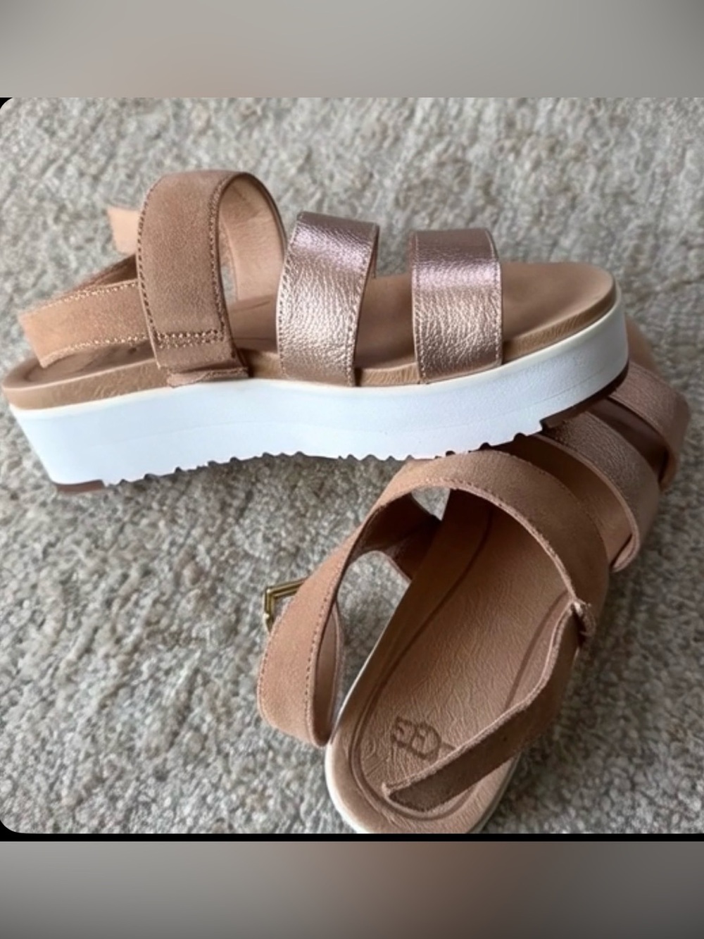 UGG Women's Rose Gold and Nude Platform Strap Sandals